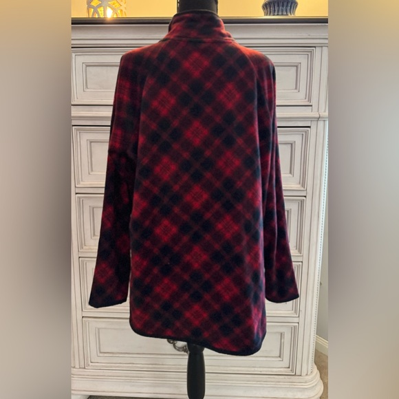 Maurices Red and Black Plaid Fleece Pullover - Picture 4 of 7